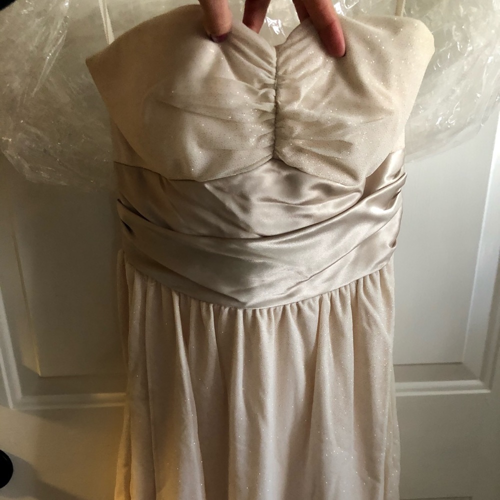 Strapless formal knee length dress